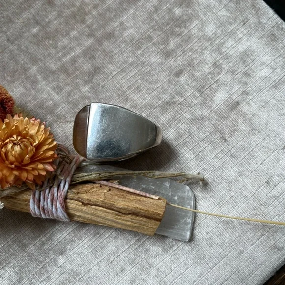 PIANEGONDA LARGE CABOCHON  YELLOW RUTILATED QUARTZ STERLING SILVER RING SIZE71/2 - Picture 3 of 8